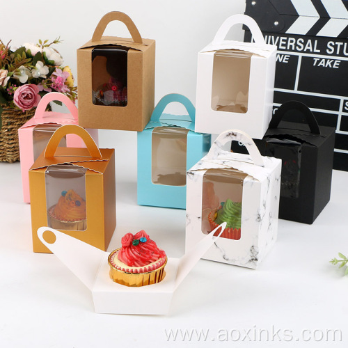 Square Dessert Box Paper Cake Korean With Handle